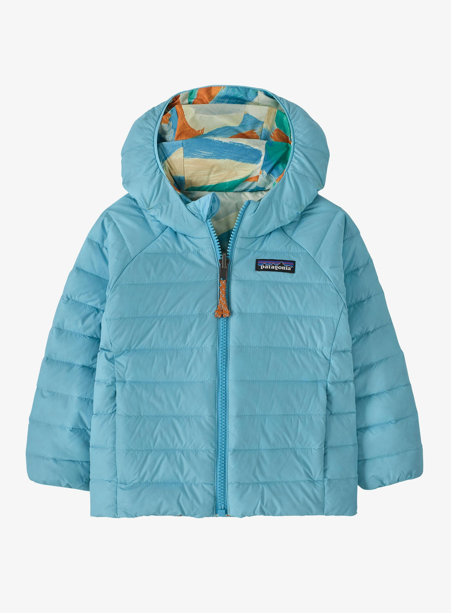 Kurtka dziecięca Patagonia Baby Reversible Down Sweater Hoody - smudge/rutabaga white