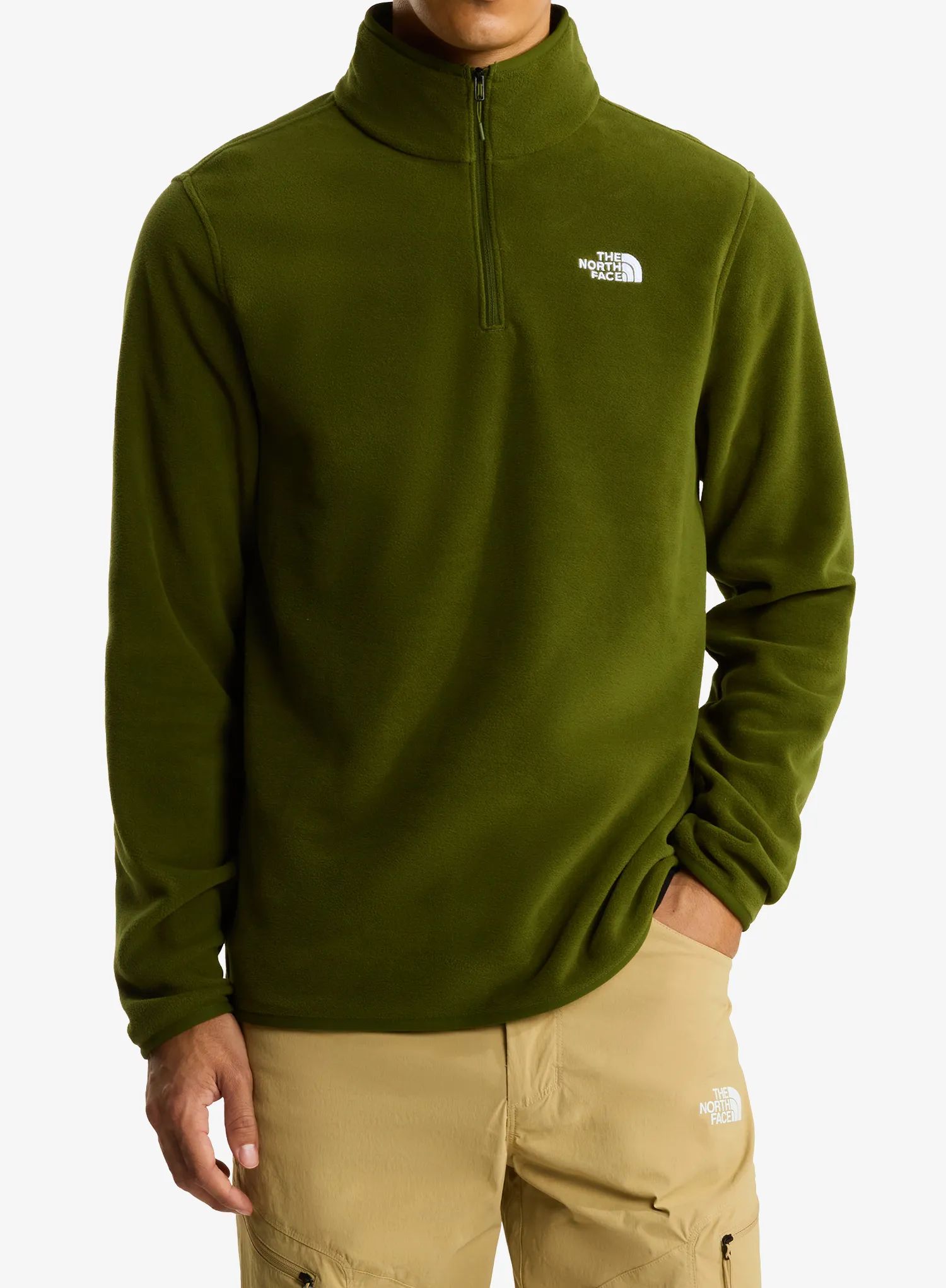 Fleece mikina The North Face Glacier Fleece 1/4 Zip Jacket - woodland green