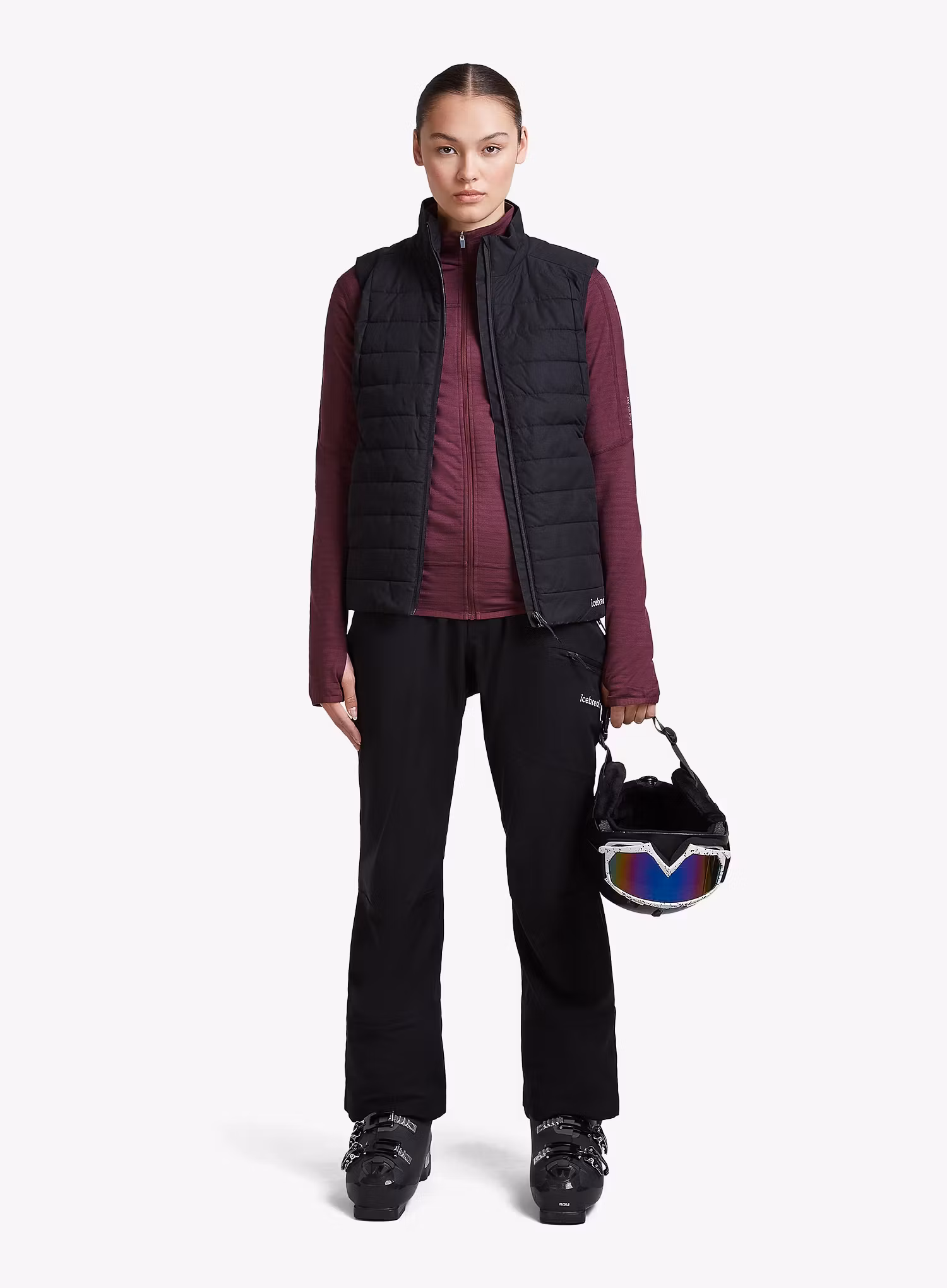 Bluza damska Icebreaker Merino Blend 300 RealFleece Descender LS Zip Hoodie - dk berry