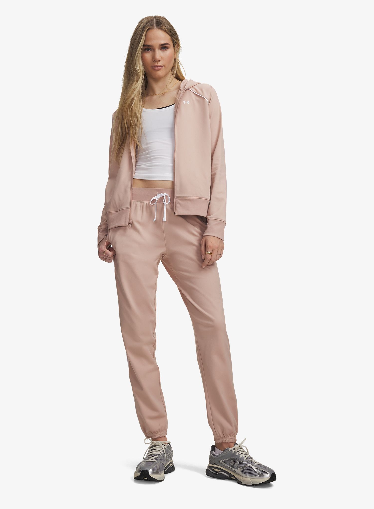 Dámská tepláková souprava Under Armour Rival Tricot Tracksuit Hooded - bashful pink/white