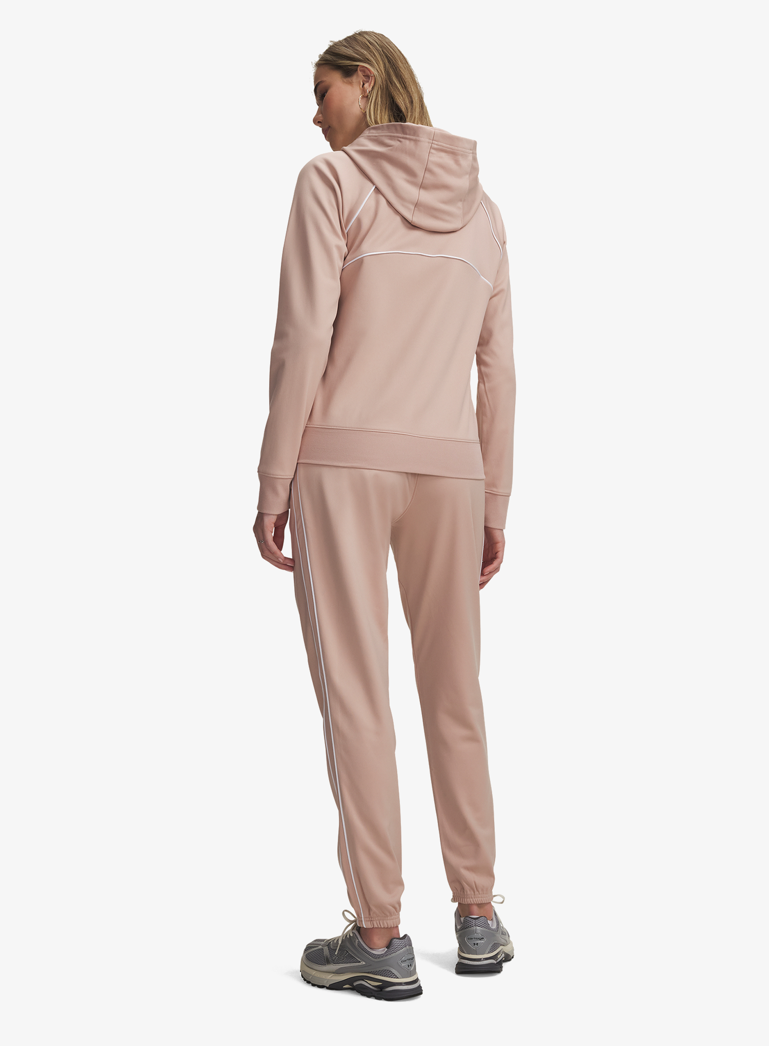 Komplet dresowy damski Under Armour Rival Tricot Tracksuit Hooded - bashful pink/white