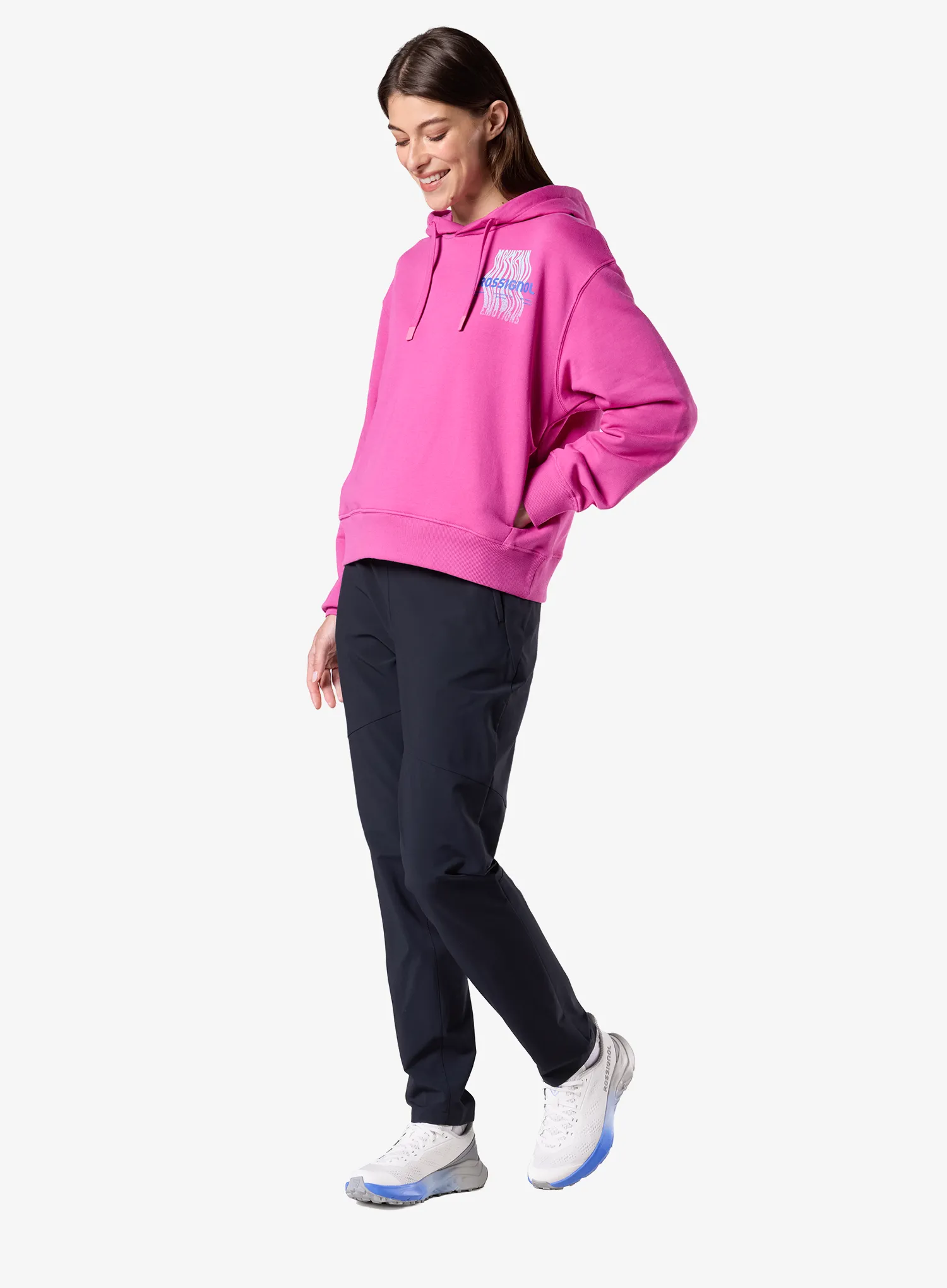 Bluza z kapturem damska Rossignol Waterfall Hoodie - electric fuchsia