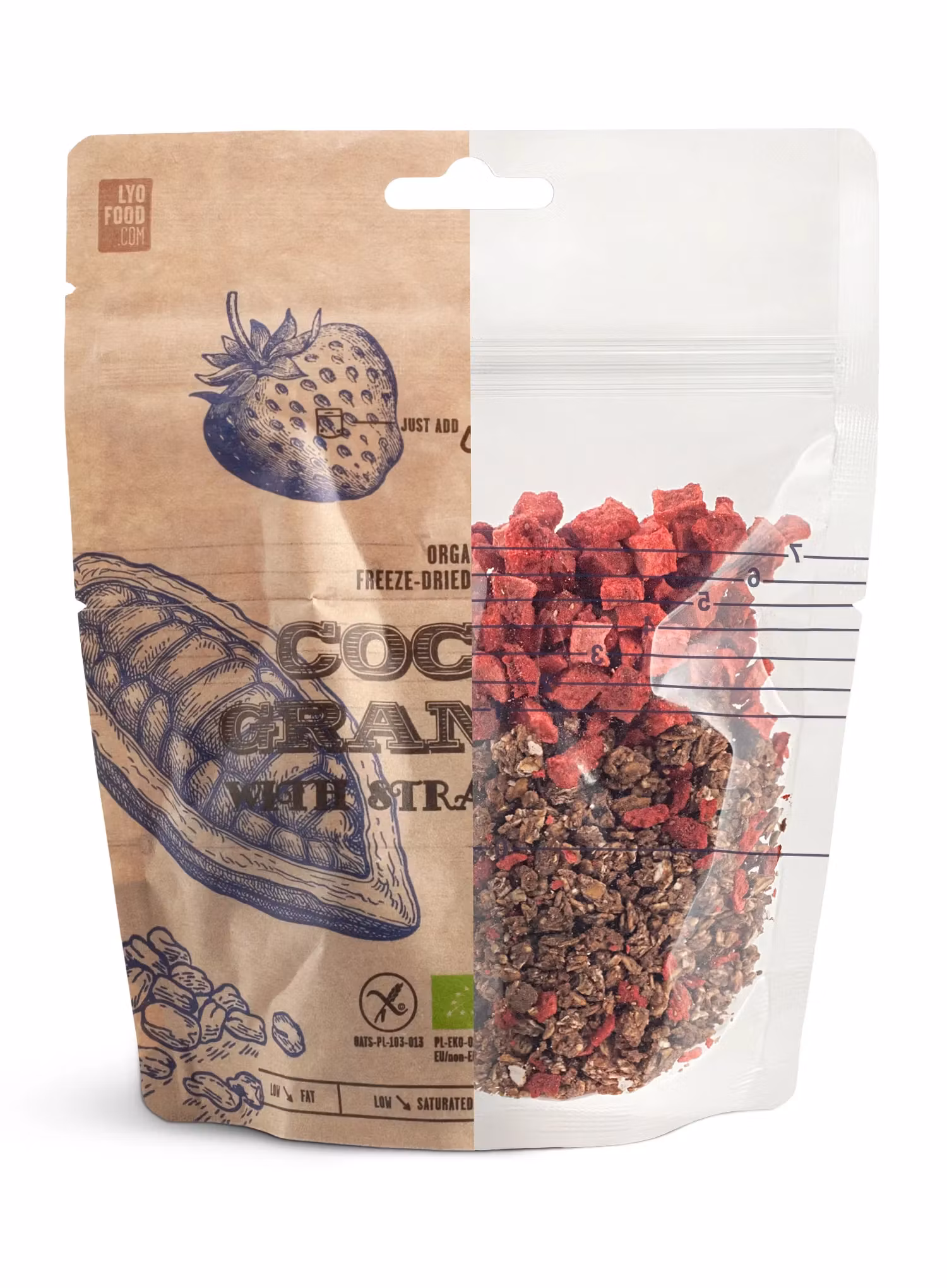 Liofilizat LYOFOOD Bistro Eko kakaowa granola z truskawkami 270 g