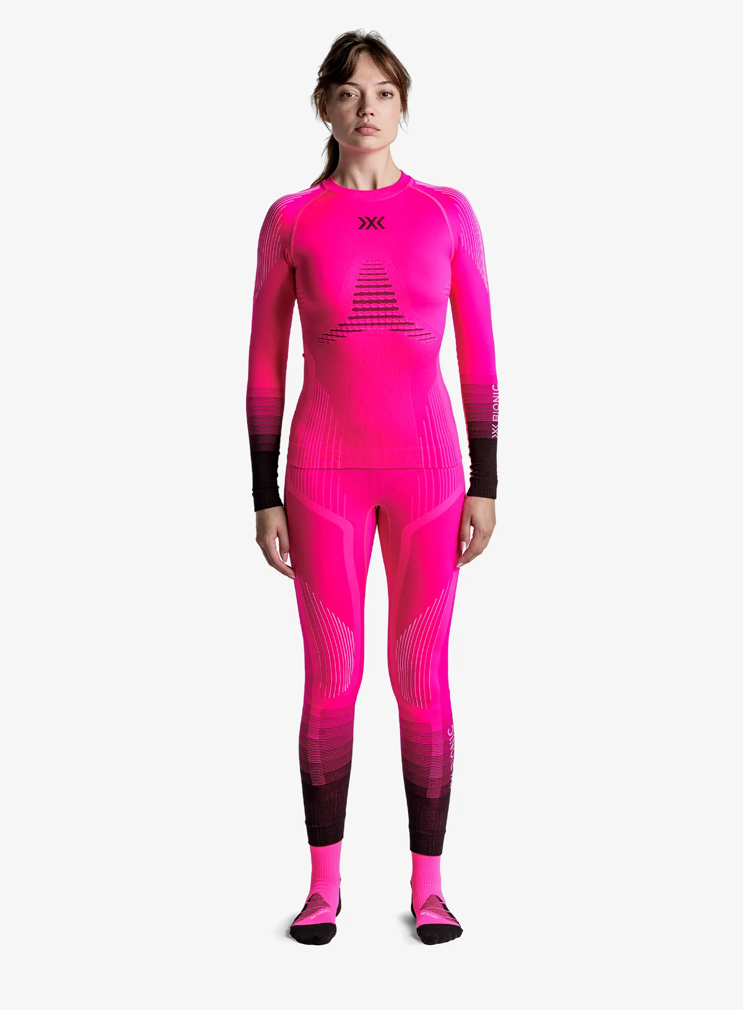 Bluza termoaktywna damska X-Bionic Invent Graphics Shirt LS - fluo pink/x white