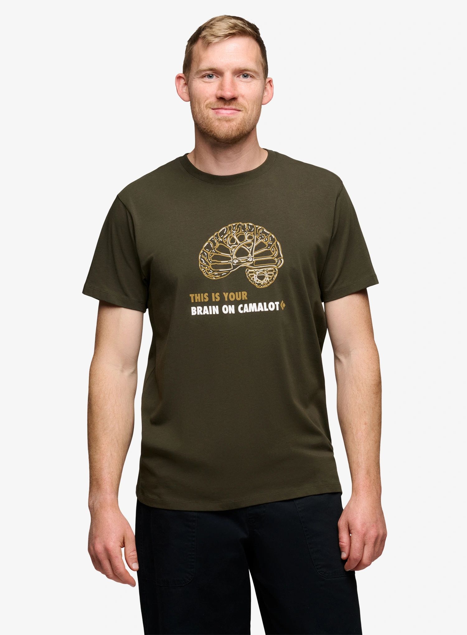 Bavlněné tričko Black Diamond Brain On Camalot Ss Tee - dark moss