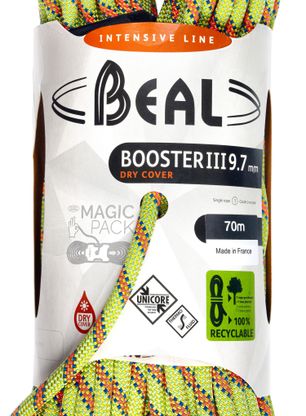 Lina dynamiczna Beal Booster III 9,7 mm 70 m Unicore Dry Cover - anis