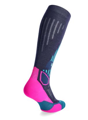 Skarpety narciarskie damskie Bridgedale Ski Lt Merino E Pattern - denim/pink