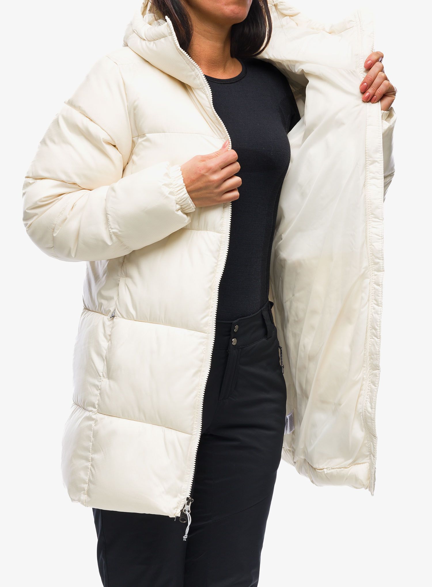 Płaszcz damski Columbia Puffect Mid Hooded Jacket - chalk