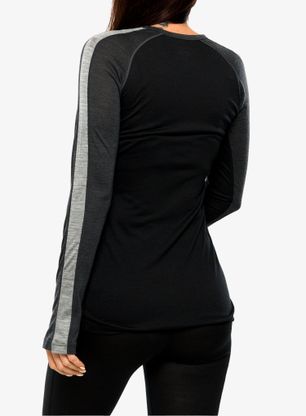 Bluza termoaktywna damska Icebreaker 125 ZoneKnit LS Crewe - jet/blk