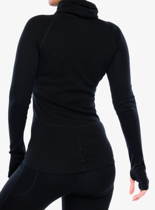 Bluza termoaktywna damska Icebreaker 300 Merino Fine Polar LS Roll Neck - black
