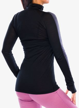 Bluza termoaktywna damska Icebreaker Merino 125 ZoneKnit LS Half Zip - black/graphite/cb
