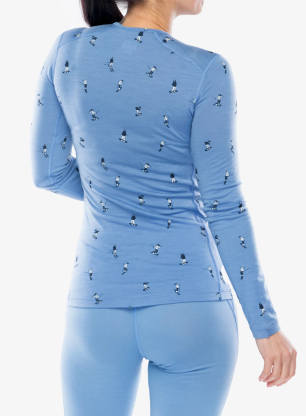 Bluza termoaktywna damska Icebreaker Merino 200 Oasis LS Crewe Ski Day - baja/aop