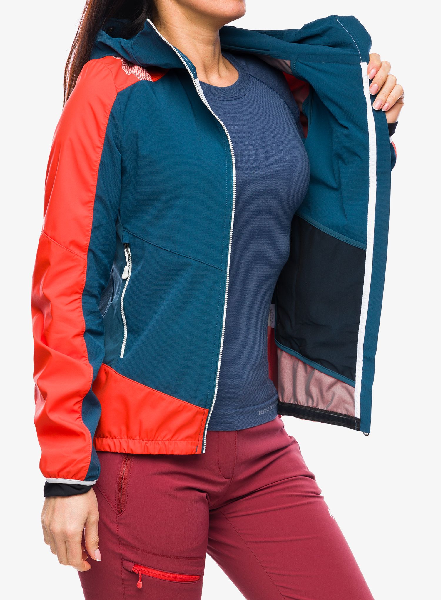 Kurtka softshell damska La Sportiva Aequilibrium Softshell Jacket - storm blue/cherry tomato