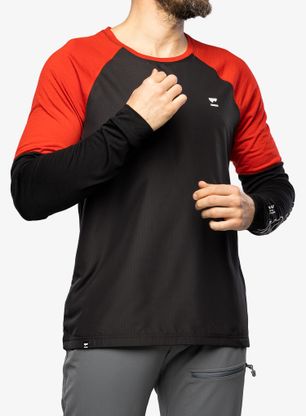 Bluza rowerowa Mons Royale Tarn Merino Shift Wind Jersey - retro red/black