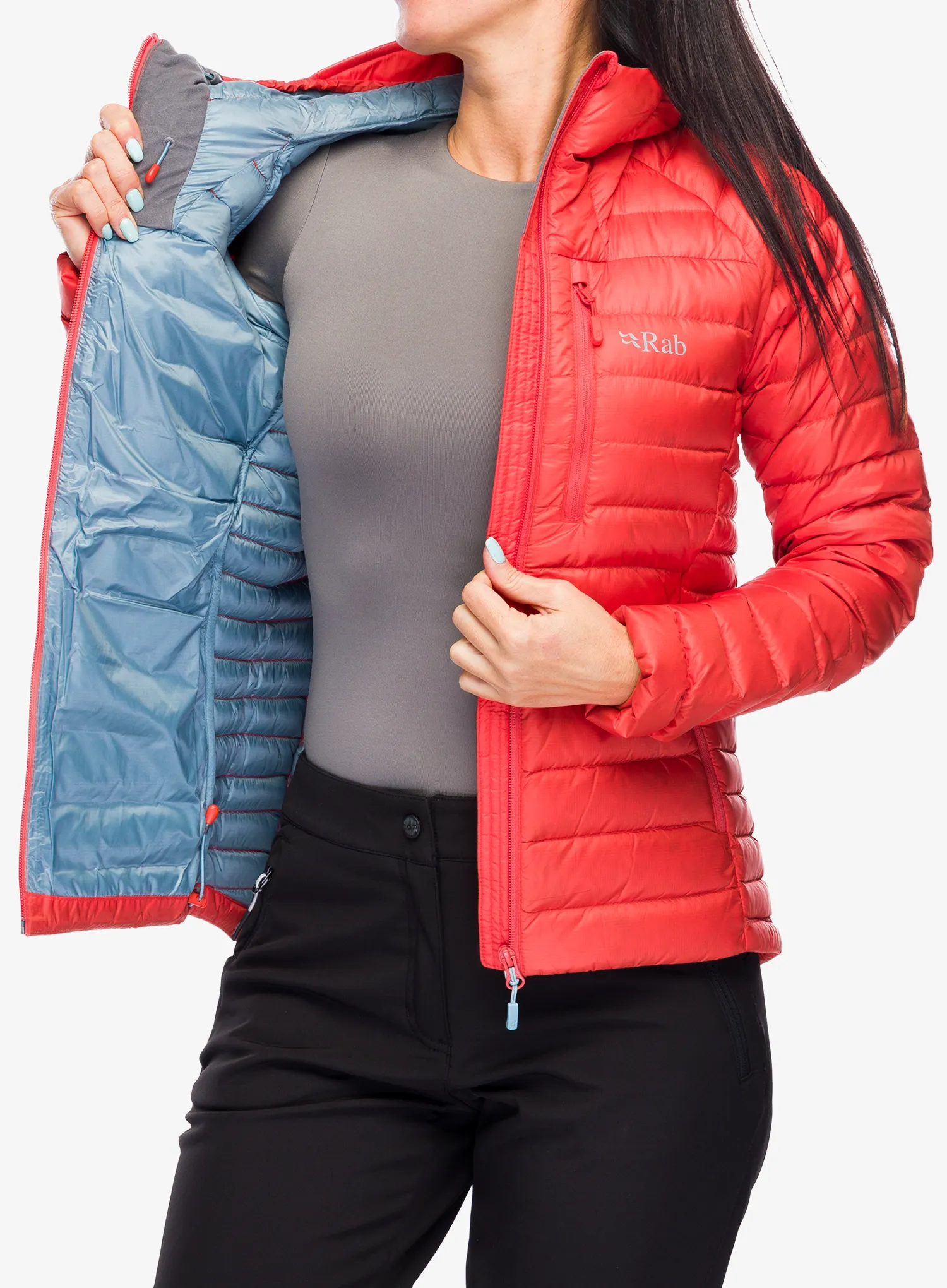 Kurtka puchowa damska Rab Microlight Alpine Jacket - red grapefruit