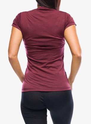 Koszulka merino damska Sensor Merino Air Tee SS - port red