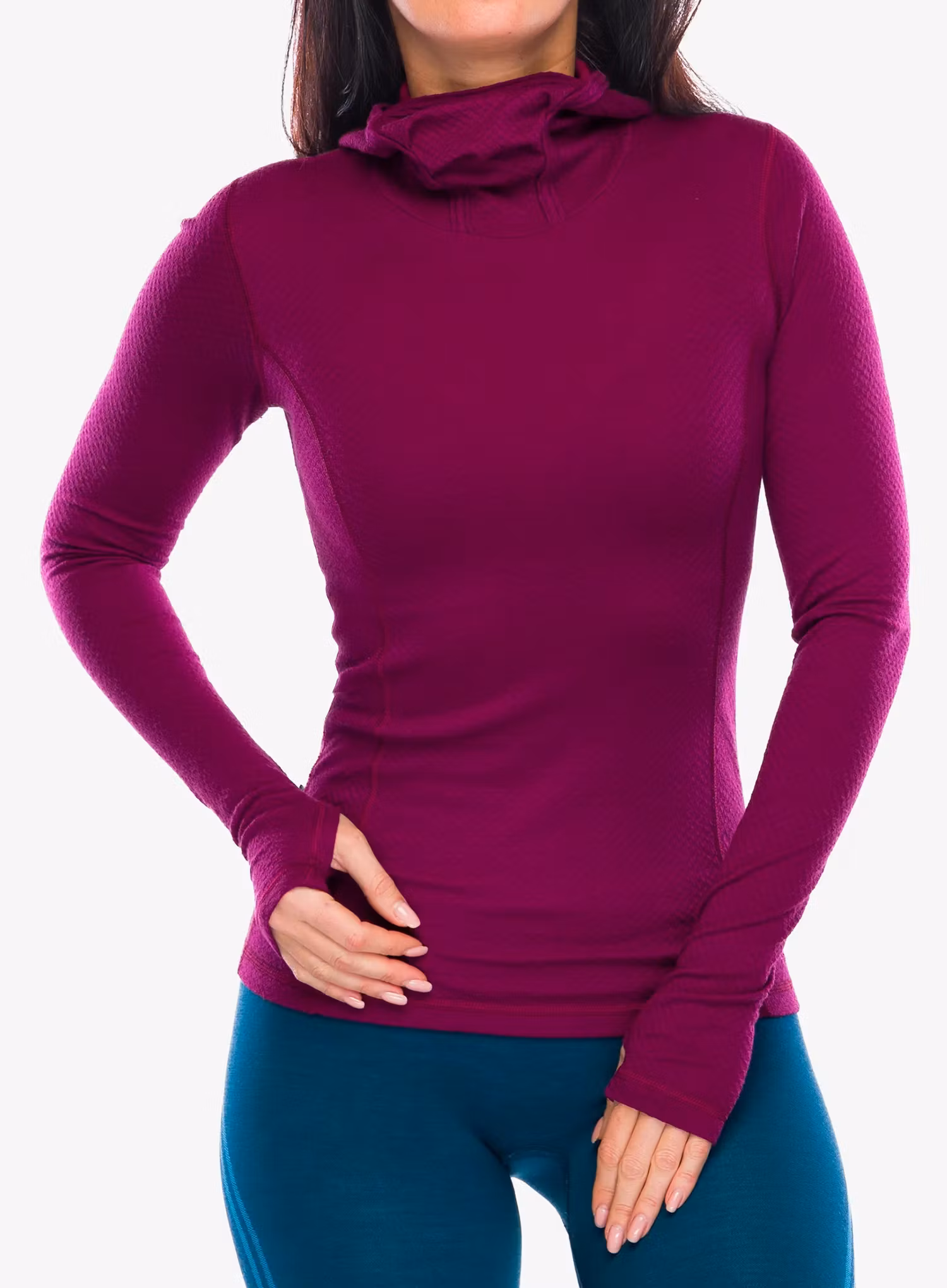 Bluza termoaktywna damska Sensor Merino DF Tee L/S Hooded - lilla