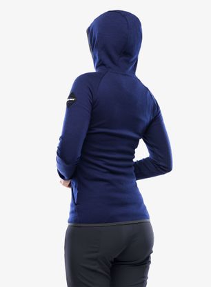 Bluza damska Sensor Merino UP Fleece Hooded - deep blue arrows