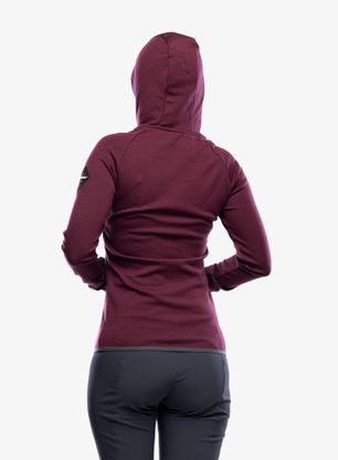 Bluza z kapturem damska Sensor Merino Up Fleece Hooded - port red fox