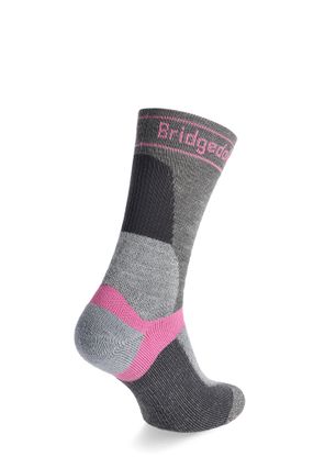 Skarpety rowerowe damskie Bridgedale MTB Winter Weight T2 Merino Sport Boot - grey/pink