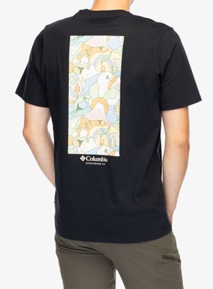 Koszulka bawełniana Columbia Explorers Canyon Back S/S Tee - black/epicamp graphic
