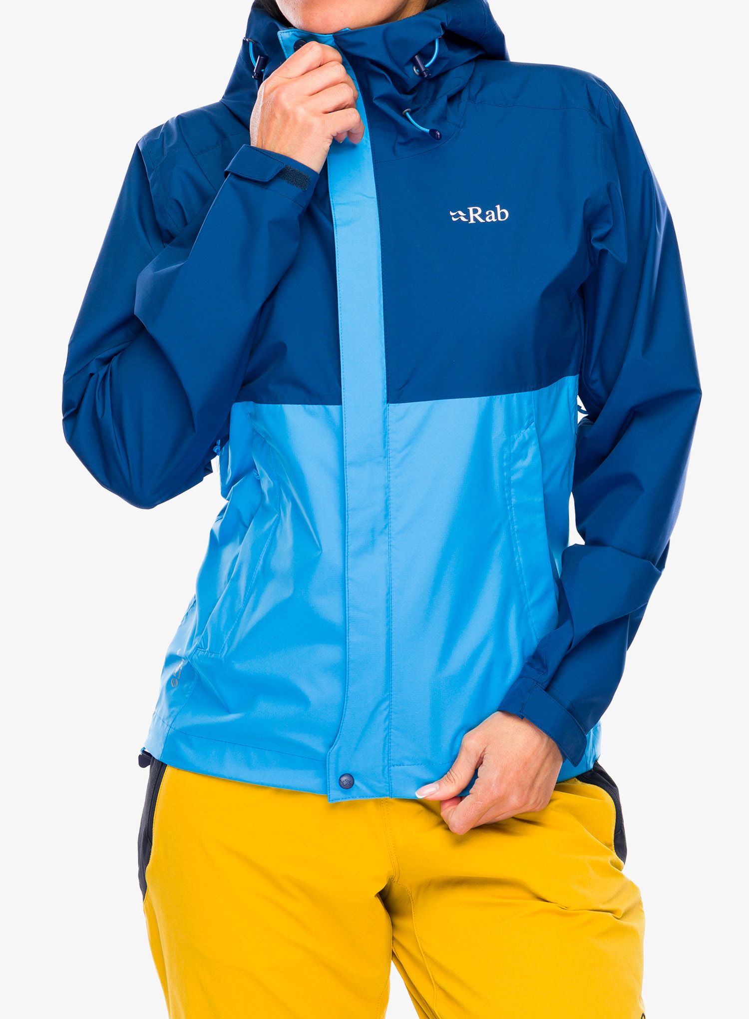 Kurtka damska Rab Downpour Eco Jacket - nightfall blue/alaska blue