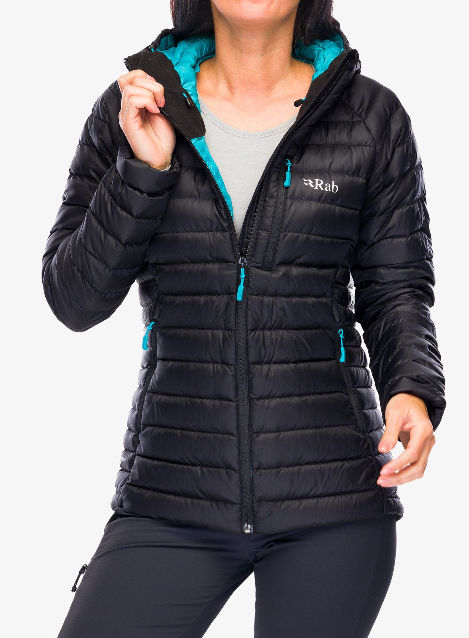 Kurtka puchowa damska Rab Microlight Alpine Long Jacket - black
