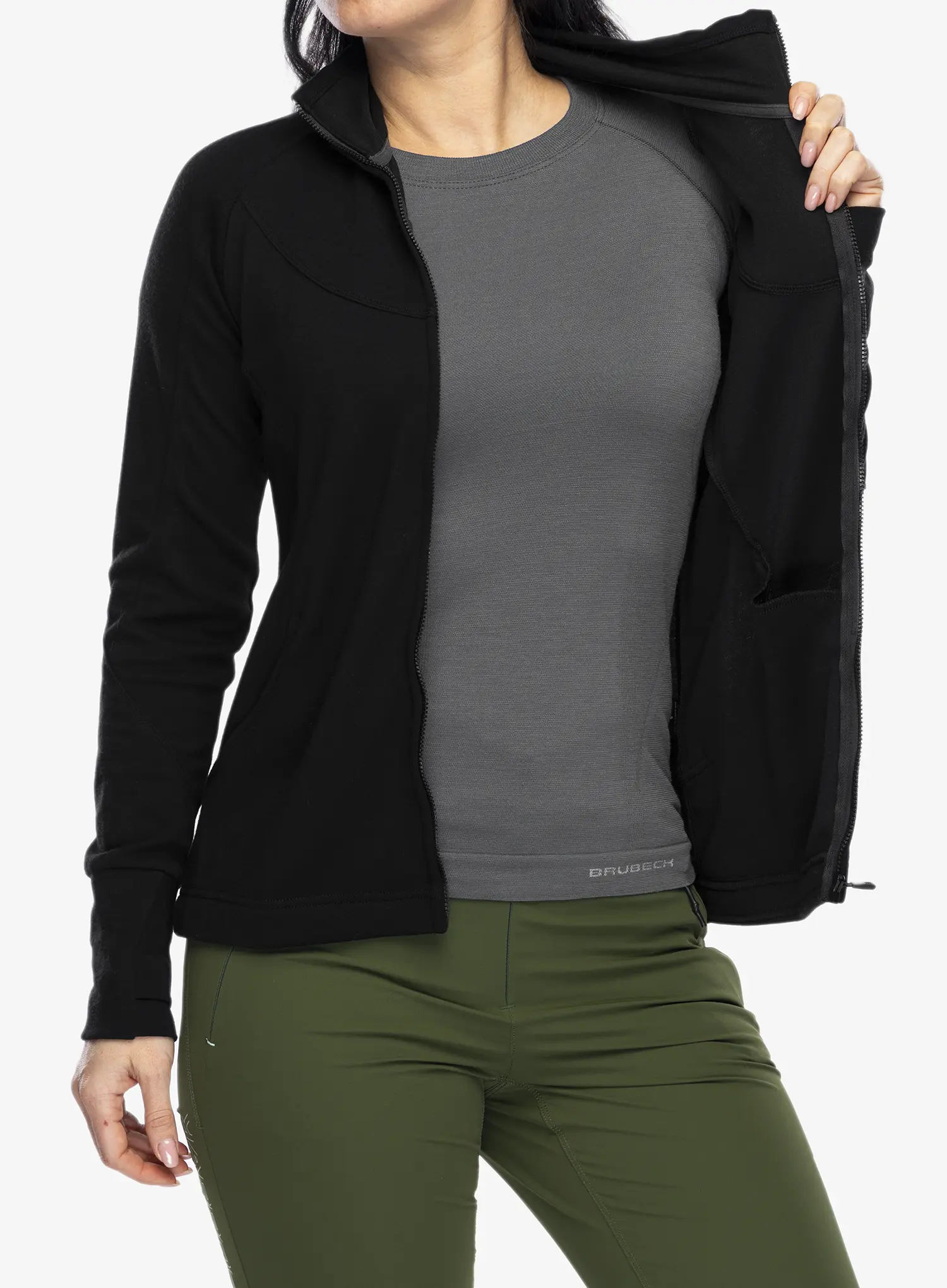 Bluza damska Sensor Merino UP Fleece Full Zip - black