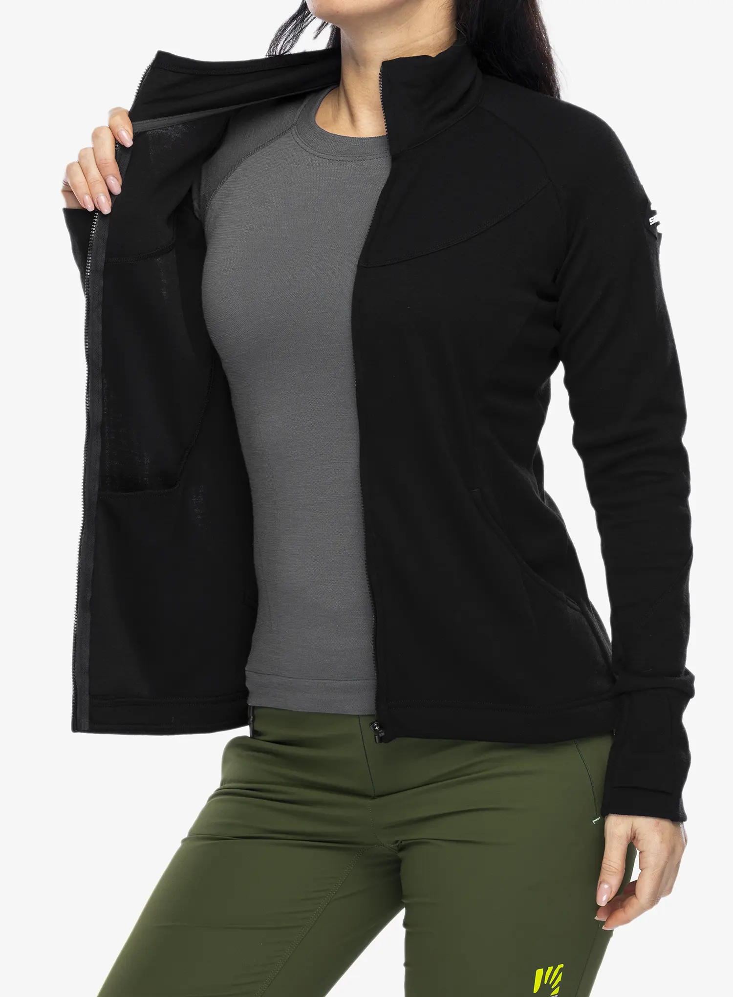 Bluza damska Sensor Merino UP Fleece Full Zip - black