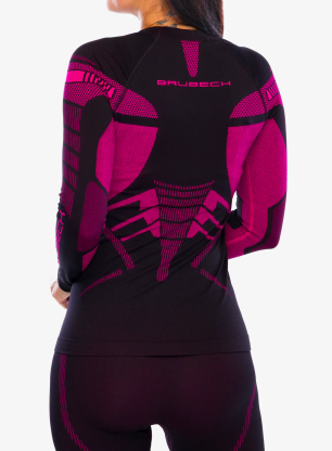 Bluza damska Brubeck Dry Sweatshirt - black/fuchsia