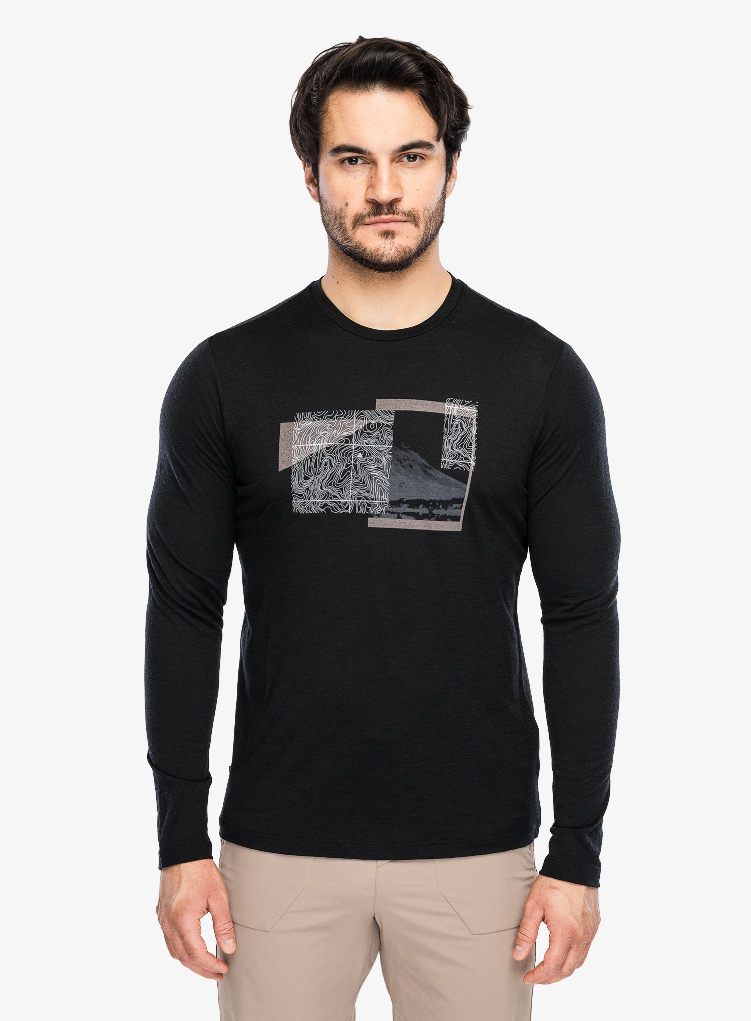 Pánské merino triko s dlouhým rukávem ICEBREAKER Mens 150 Tech Lite LS Tee Peak Bal, Black velikost: M