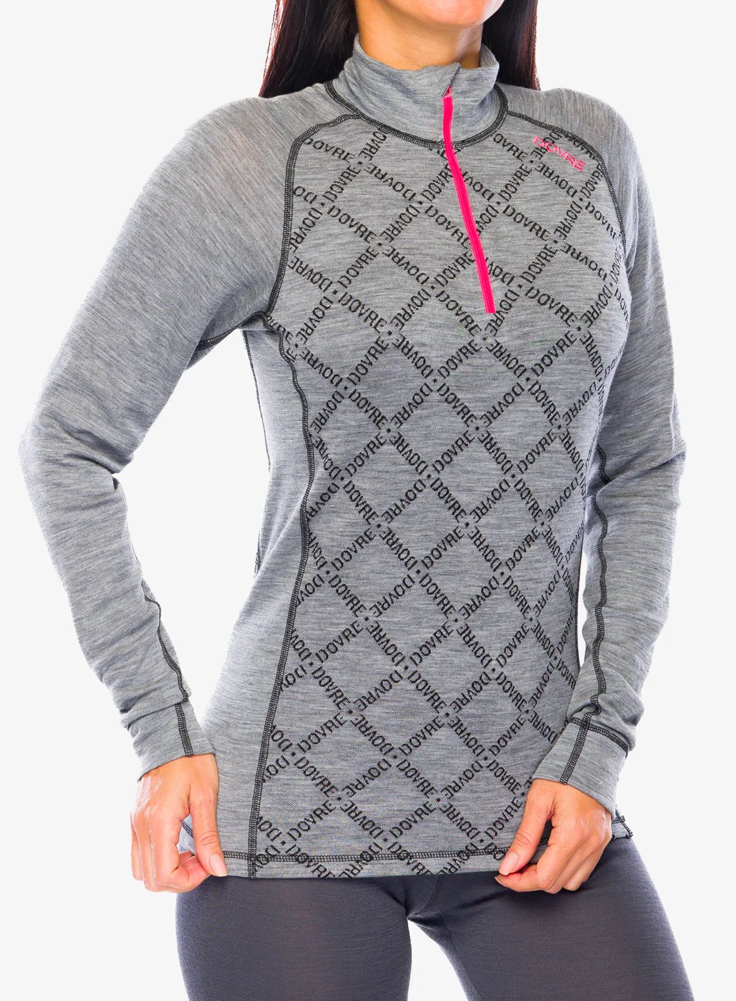Dámská funkční mikina Dovre 100% Merino Wool Half Zip - grey