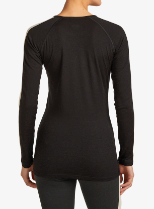 Bluza termoaktywna damska Icebreaker Merino 200 Oasis+ LS Crewe - black/jet hthr/undyed/cb