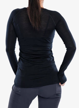 Bluza termoaktywna damska Icebreaker Merino Blend 125 ZoneKnit LS Crewe - black