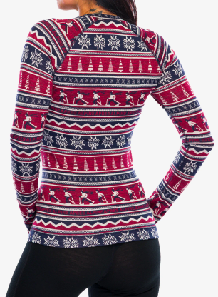 Bluza termoaktywna damska Smartwool Merino 250 Baselayer Crew - currant alpine apres