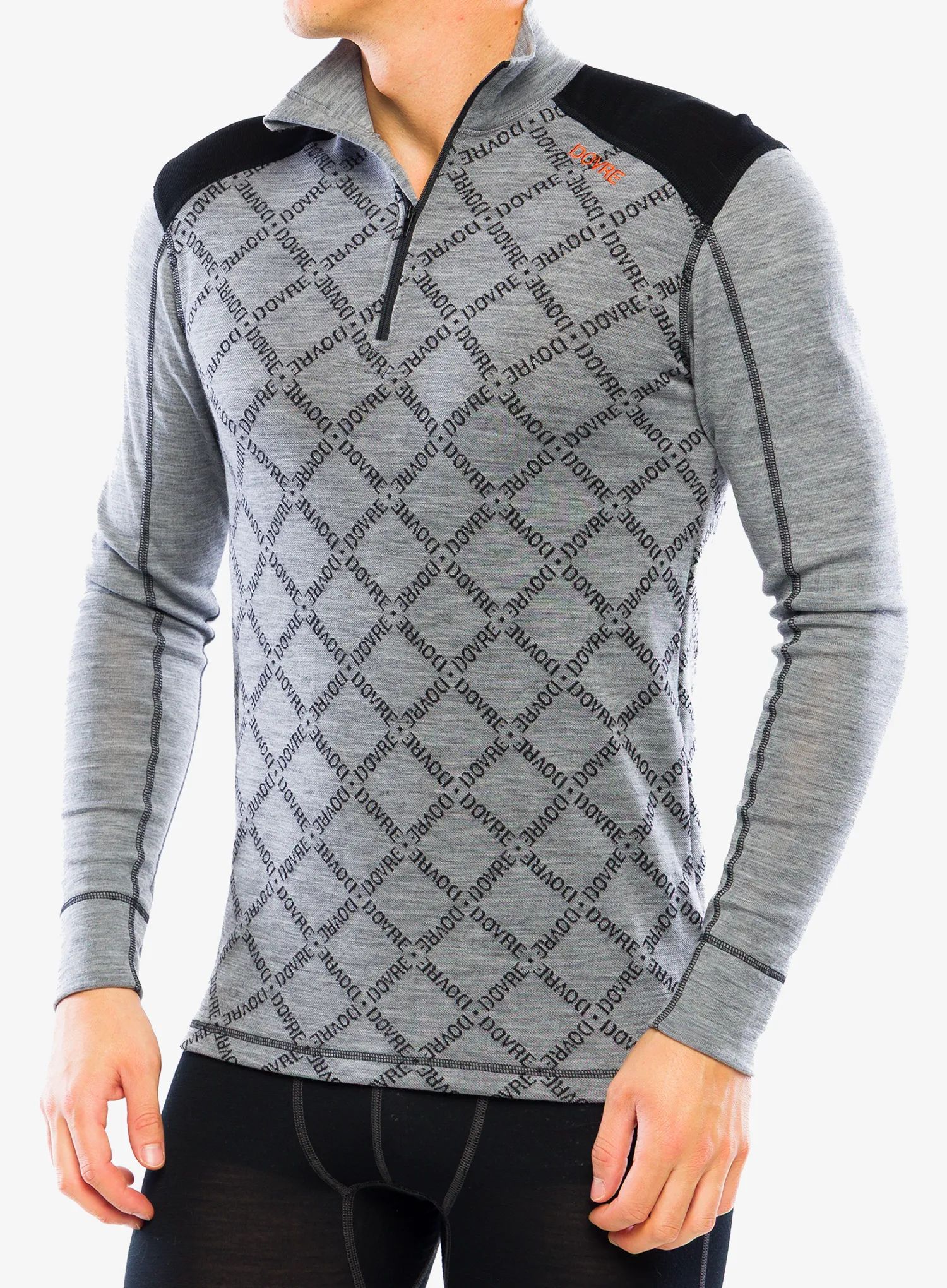 Funkční mikina Dovre 100% Merino Wool Half Zip - grey
