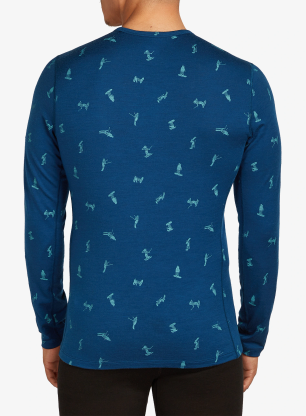 Bluza termoaktywna Icebreaker Merino 200 Oasis LS Crewe Snow Day AOP - atlantis/topaz/aop