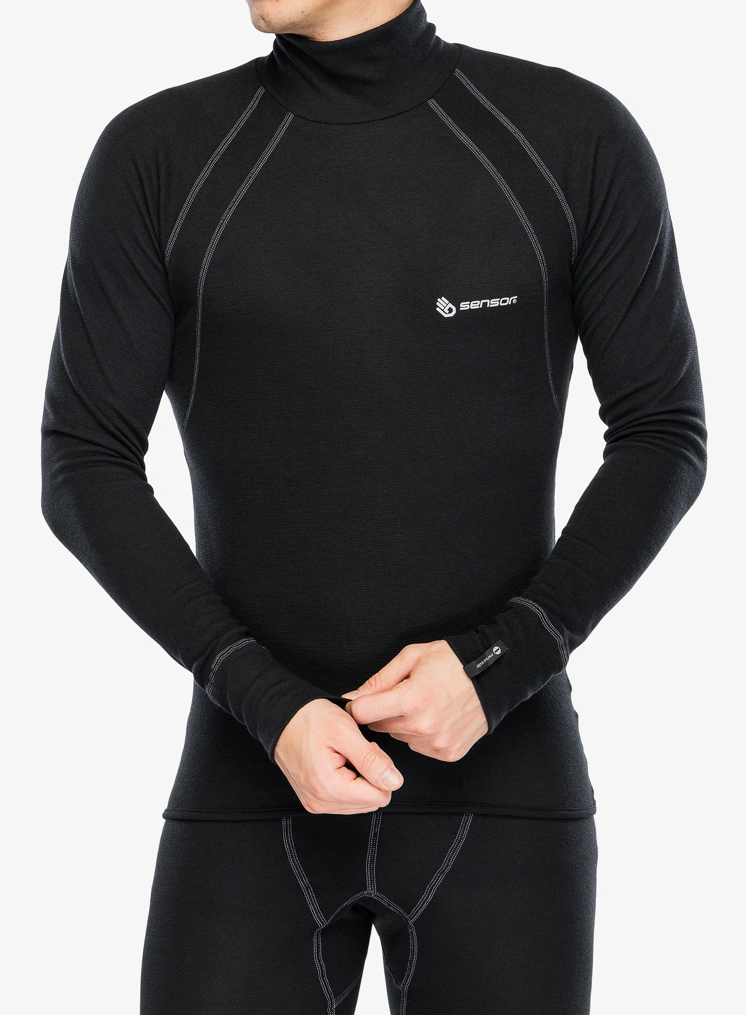 Funkční mikina Sensor Double Face Turtleneck Tee LS - black