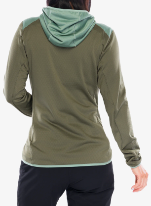 Bluza trekkingowa damska adidas TERREX Xperior Light Fleece Hooded Jacket - olive strata/silver green