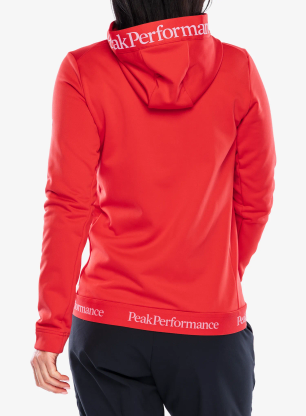 Bluza z kapturem damska Peak Performance Rider Tech Zip Hood - brilliant red