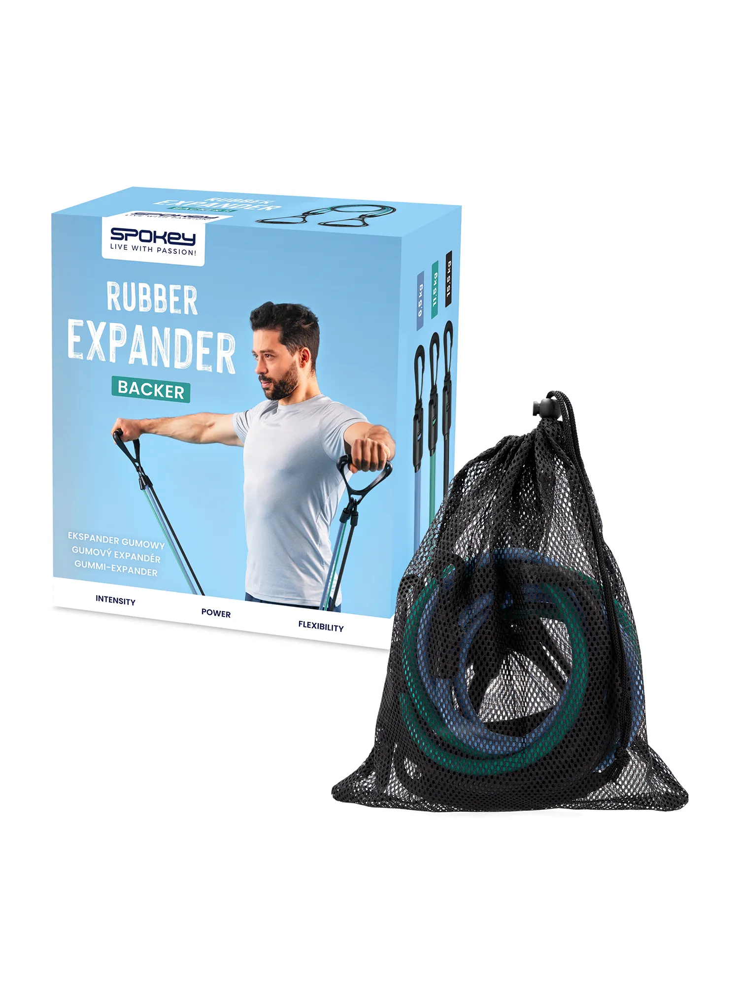 Ekspander gumowy Spokey Backer - green/blue/black