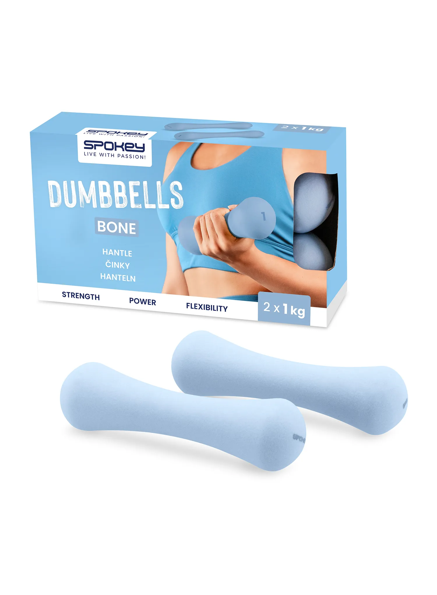 Hantle Spokey Bone 2x1kg - light blue/pastel