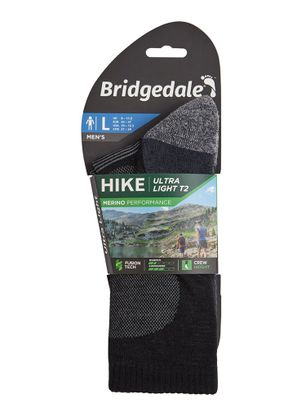 Skarpety w góry Bridgedale Hike Ultra Lt T2 Merino P Crew - black