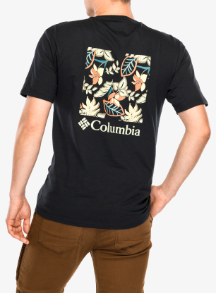 Koszulka bawełniana Columbia North Cascades Short Sleeve Tee - black/pasteled framed