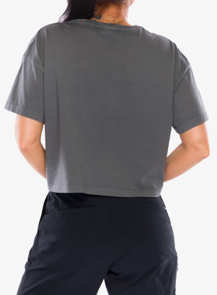 Koszulka bawełniana damska Black Diamond Diamond Crop SS Tee - charcoal