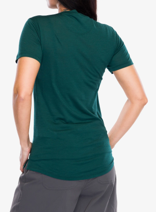 Koszulka merino damska Patagonia Cap Cool Merino Graphic Shirt - strata stripe/cascade green