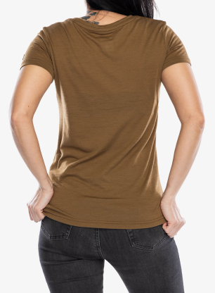 Koszulka merino damska Super.natural Preikestolen Cliffs Tee - kangaroo/v.khaki mel/k.gliter