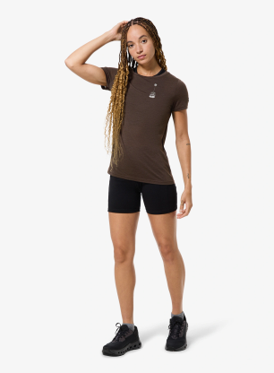 Koszulka merino damska Super.natural Teabag World Tee - chocolate bean/feather grey