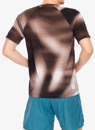 Koszulka szybkoschnąca Salomon Shakeout Core S/S Tee GFX - coffee