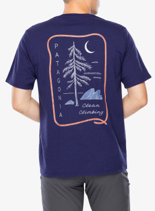 Koszulka z nadrukiem Patagonia Clean Climb Roots Responsibili-Tee - plummet purple